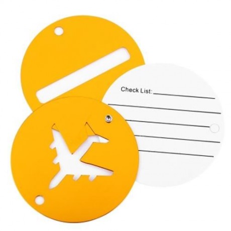 SHINETRIP 2PCS ALUMINUM ALLOY TRAVEL PLANE SHAPE SUITCASE NAME ADDRESS LABEL TAG (GOLDEN)