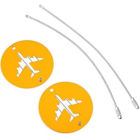 SHINETRIP 2PCS ALUMINUM ALLOY TRAVEL PLANE SHAPE SUITCASE NAME ADDRESS LABEL TAG (GOLDEN)