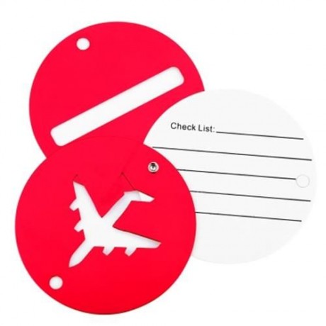 SHINETRIP 2PCS ALUMINUM ALLOY TRAVEL PLANE SHAPE SUITCASE NAME ADDRESS LABEL TAG (RED)
