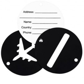 SHINETRIP 2PCS ALUMINUM ALLOY TRAVEL PLANE SHAPE SUITCASE NAME ADDRESS LABEL TAG (BLACK)