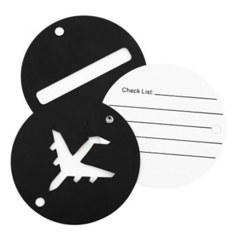 SHINETRIP 2PCS ALUMINUM ALLOY TRAVEL PLANE SHAPE SUITCASE NAME ADDRESS LABEL TAG (BLACK)