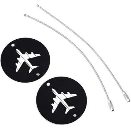 SHINETRIP 2PCS ALUMINUM ALLOY TRAVEL PLANE SHAPE SUITCASE NAME ADDRESS LABEL TAG (BLACK)
