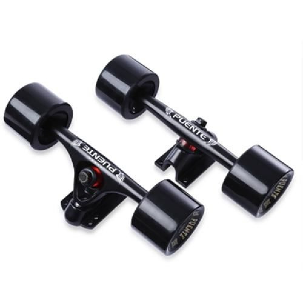 PUENTE 2PCS UNIVERSAL DURABLE MAGNESIUM ALLOY 7 INCH SKATEBOARD TRUCK WITH WHEEL (BLACK) PUENTE 2PCS UNIVERSAL DURABLE MAGNESIUM ALLOY 7 INCH SKATEBOARD TRUCK WITH WHEEL (BLACK)