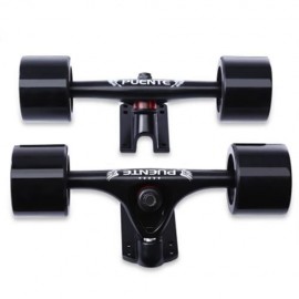 PUENTE 2PCS UNIVERSAL DURABLE MAGNESIUM ALLOY 7 INCH SKATEBOARD TRUCK WITH WHEEL (BLACK)