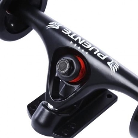 PUENTE 2PCS UNIVERSAL DURABLE MAGNESIUM ALLOY 7 INCH SKATEBOARD TRUCK WITH WHEEL (BLACK)