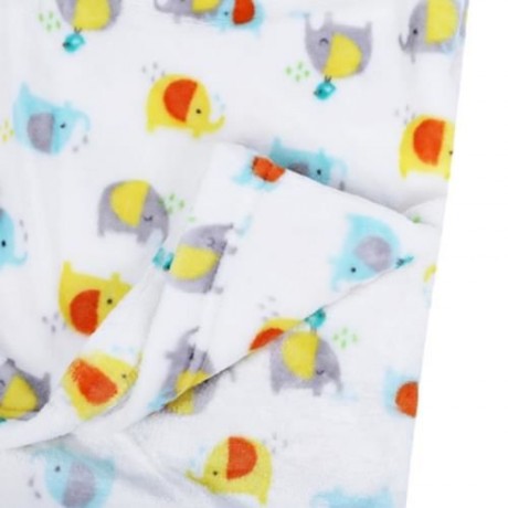 SUPER SOFT CHILDREN CARTOON PRINT PLUS SIZE BLANKET (COLORFUL ELEPHANT)