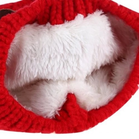 LOVELY HORN SNOW DEER PATTERN CHRISTMAS KNITTED WARM HAT WITH SCARF  FOR BABIES (RED)