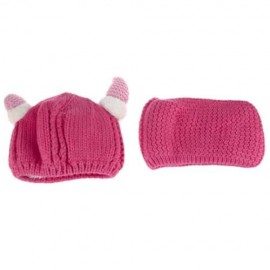 LOVELY HORN SNOW DEER PATTERN CHRISTMAS KNITTED WARM HAT WITH SCARF  FOR BABIES (ROSE RED)