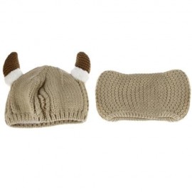 LOVELY HORN SNOW DEER PATTERN CHRISTMAS KNITTED WARM HAT WITH SCARF  FOR BABIES (OFF-WHITE