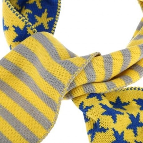 CUTE STAR STRIPE PATTERN KNITTED WARM CHILDREN SCARF (BLUE)