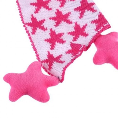 CUTE STAR STRIPE PATTERN KNITTED WARM CHILDREN SCARF (ROSE RED)