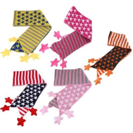 CUTE STAR STRIPE PATTERN KNITTED WARM CHILDREN SCARF (ROSE RED)