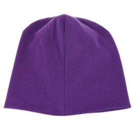 CUTE BABIES SOLID DOT PRINT FLOWERS COTTON PRINCESS HAT ELASTIC WARM HAIR CAP (PURPLE)