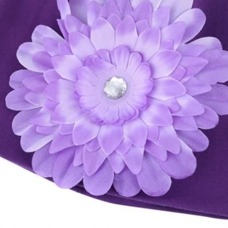 CUTE BABIES SOLID DOT PRINT FLOWERS COTTON PRINCESS HAT ELASTIC WARM HAIR CAP (PURPLE)