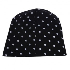 CUTE BABIES SOLID DOT PRINT FLOWERS COTTON PRINCESS HAT ELASTIC WARM HAIR CAP (BLACK)