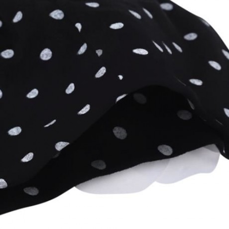 CUTE BABIES SOLID DOT PRINT FLOWERS COTTON PRINCESS HAT ELASTIC WARM HAIR CAP (BLACK)
