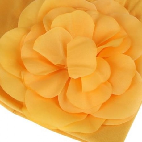 CUTE BABIES SOLID DOT PRINT FLOWERS COTTON PRINCESS HAT ELASTIC WARM HAIR CAP (YELLOW)