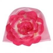 CUTE BABIES SOLID DOT PRINT FLOWERS COTTON PRINCESS HAT ELASTIC WARM HAIR CAP (DEEP PINK)