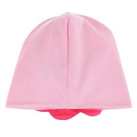 CUTE BABIES SOLID DOT PRINT FLOWERS COTTON PRINCESS HAT ELASTIC WARM HAIR CAP (DEEP PINK)