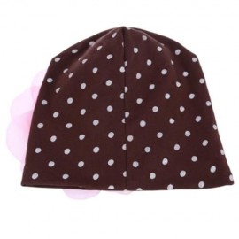 CUTE BABIES SOLID DOT PRINT FLOWERS COTTON PRINCESS HAT ELASTIC WARM HAIR CAP (COFFEE)