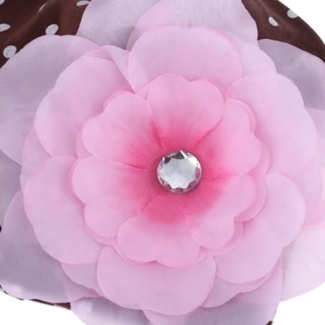 CUTE BABIES SOLID DOT PRINT FLOWERS COTTON PRINCESS HAT ELASTIC WARM HAIR CAP (COFFEE)