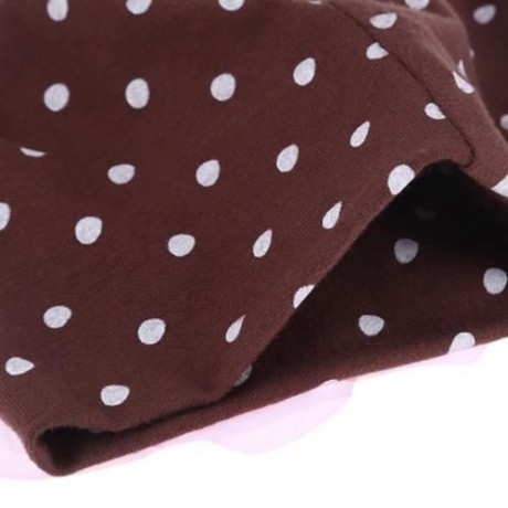 CUTE BABIES SOLID DOT PRINT FLOWERS COTTON PRINCESS HAT ELASTIC WARM HAIR CAP (COFFEE)