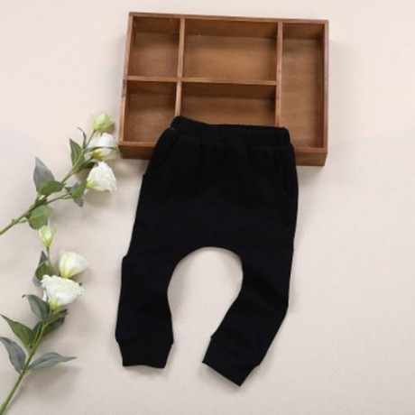 BABY CHILD CUTE CARTOON ANIMAL CAT SOLID COLOR HIGH WAIST POCKET DESIGN ELASTIC LONG PANTS