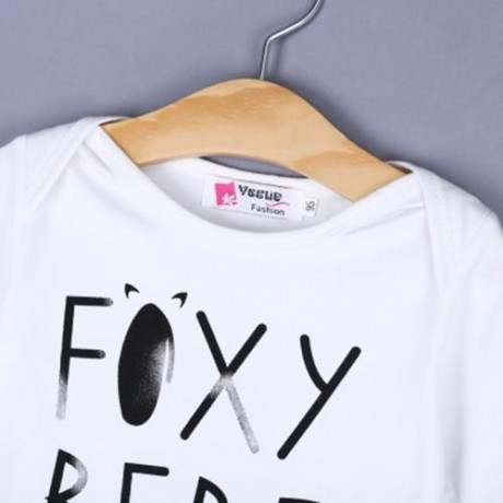 FASHION COMFORT COTTON MATERIAL LETTER PRINTED BABY ROMPERS (WHITE)