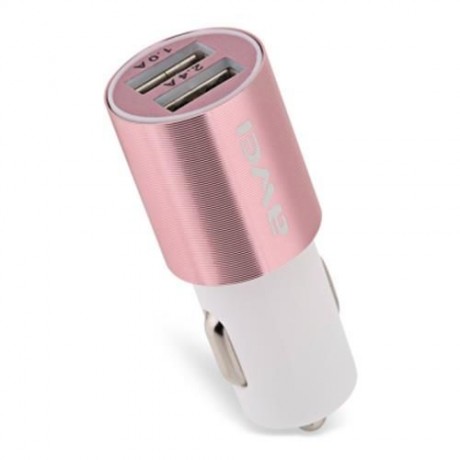 AWEI C - 100 2.4A CAR CHARGER FOR SMART PHONES MP3 / MP4 PLAYERS (PINK AND WHITE)