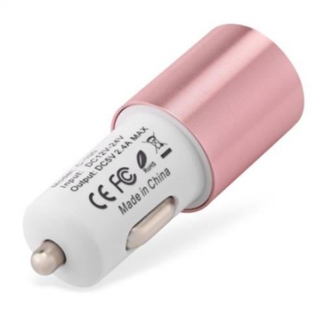 AWEI C - 100 2.4A CAR CHARGER FOR SMART PHONES MP3 / MP4 PLAYERS (PINK AND WHITE)