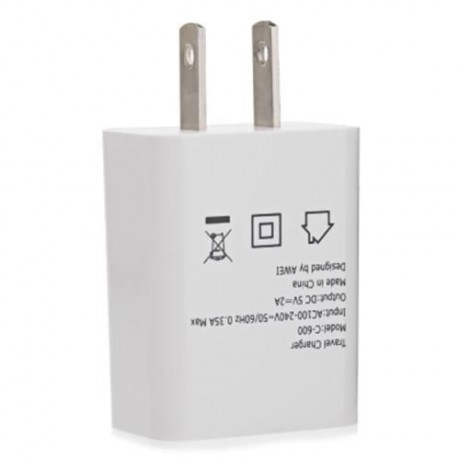 AWEI C - 600 2A UNIVERSAL WALL HOME TRAVEL CHARGER (WHITE)