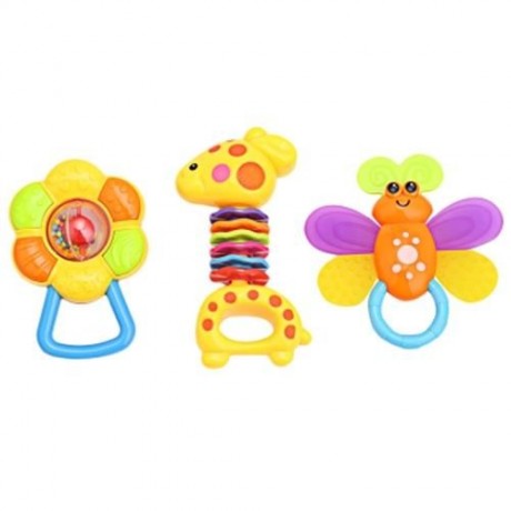 3PCS BABY COLORFUL HAND SHAKE BELL RING RATTLE FEEDER EDUCATIONAL TOY (#1)