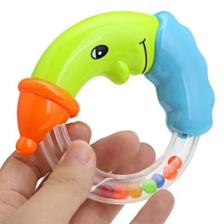 3PCS BABY COLORFUL HAND SHAKE BELL RING RATTLE FEEDER EDUCATIONAL TOY (#2)