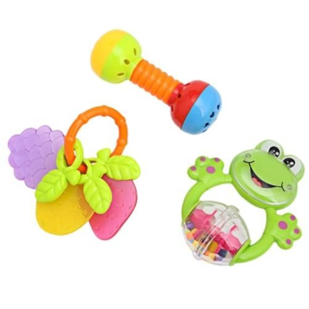 3PCS BABY COLORFUL HAND SHAKE BELL RING RATTLE FEEDER EDUCATIONAL TOY (#3)