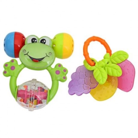 3PCS BABY COLORFUL HAND SHAKE BELL RING RATTLE FEEDER EDUCATIONAL TOY (#3)
