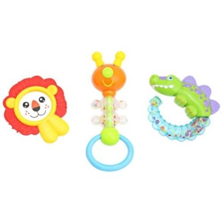 3PCS BABY COLORFUL HAND SHAKE BELL RING RATTLE FEEDER EDUCATIONAL TOY (#4)