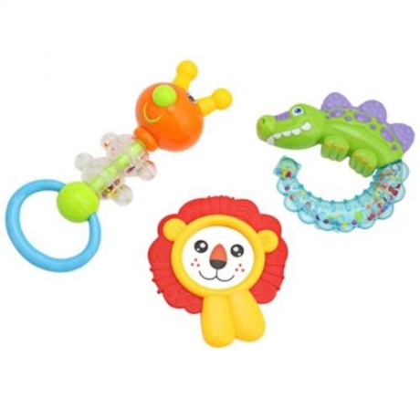 3PCS BABY COLORFUL HAND SHAKE BELL RING RATTLE FEEDER EDUCATIONAL TOY (#4)