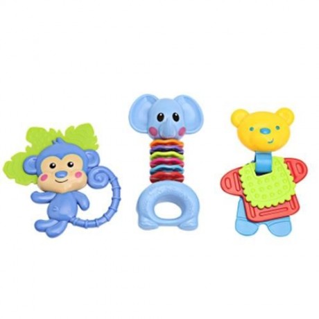 3PCS BABY COLORFUL HAND SHAKE BELL RING RATTLE FEEDER EDUCATIONAL TOY (#5)