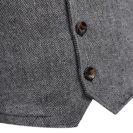 CASUAL PATCHWORK DESIGN POCKET DECORATION MALE STAND COLLAR COAT (GRAY)