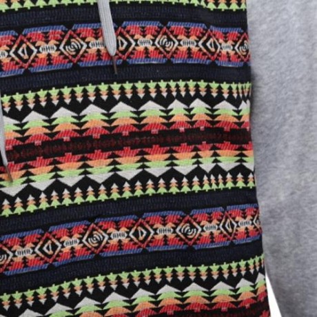 CASUAL COLOR BLOCK PATTERN PRINT MALE LONG SLEEVE HOODIE (LIGHT GRAY)
