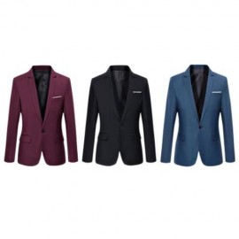 STYLISH PURE COLOR TURN DOWN COLLAR MALE SLIM FIT SUIT (BLACK)