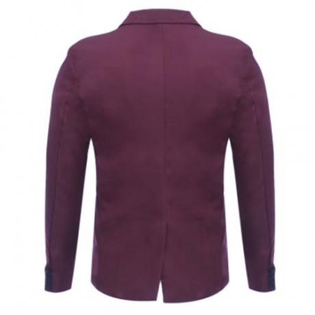 SIMPLE DESIGN SOLID COLOR POCKET DECORATION DOUBLE-BREASTED MALE SUIT JACKET (BLACK)