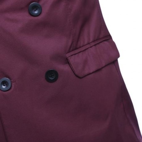 SIMPLE DESIGN SOLID COLOR POCKET DECORATION DOUBLE-BREASTED MALE SUIT JACKET (BLACK)