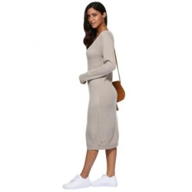 SEXY PLUNGING NECK PURE COLOR LOOSE SWEATER DRESS FOR WOMEN (LIGHT GRAY)