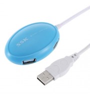 SSK PORTABLE 4-PORT HUB USB 2.0 CONVERTER ADAPTER (LAKE BLUE)