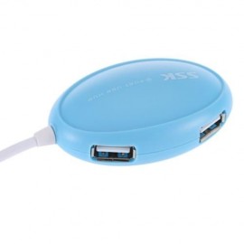 SSK PORTABLE 4-PORT HUB USB 2.0 CONVERTER ADAPTER (LAKE BLUE)