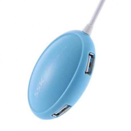 SSK PORTABLE 4-PORT HUB USB 2.0 CONVERTER ADAPTER (LAKE BLUE)