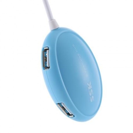 SSK PORTABLE 4-PORT HUB USB 2.0 CONVERTER ADAPTER (LAKE BLUE)