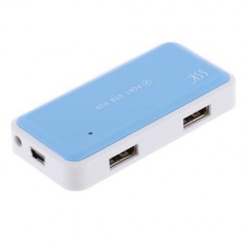 SSK PORTABLE MINI USB 2.0 HUB 4 PORTS LAPTOP CONVERTER ADAPTER (LAKE BLUE)
