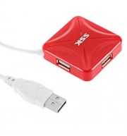 SSK HIGH SPEED 4-PORT HUB USB 2.0 CONVERTER ADAPTER (RED)